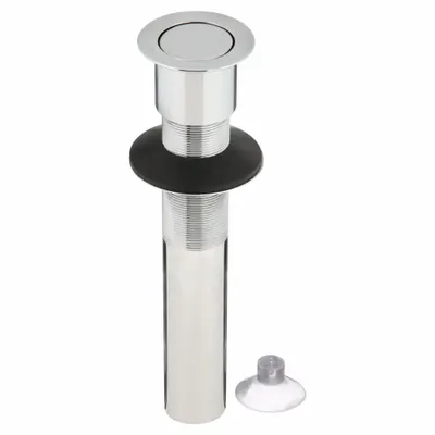 WATCO Sink Drain: Brass, Chrome, 8 in Overall Ht, 2 1/8 in Overall Dia, Slip - Sink Drains with Flip Stopper