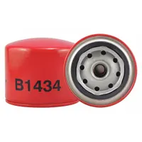Spin-on oil filter for Volvo engines, with 3/4"-16 thread size and 3 1/4 in overall height. Features cellulose media and an anti-drainback valve to reduce dry-start wear. Interchange numbers: B1434 (Baldwin) and LF3758 (FleetGuard)