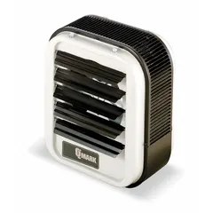 Standard suspended electric unit heater for wall or ceiling mounting. Operates on 480V AC, 3-phase power. Overall dimensions: 21-3/4 in x 19 in x 7-1/2 in (H x W x D). Suitable for heating commercial and industrial spaces such as warehouses, workshops, and loading docks.