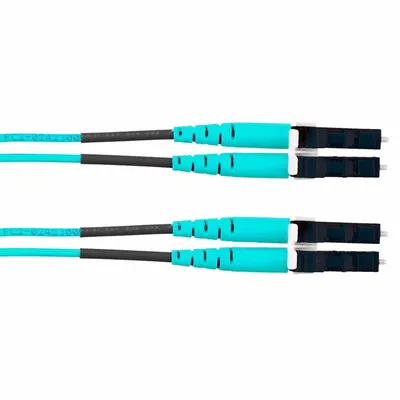 PANDUIT Multi-Mode Fiber Optic Patch Cord, OM4, LC to LC, 3 m, Aqua, OFNR Riser - Multi-Mode Fiber Optic Patch Cords