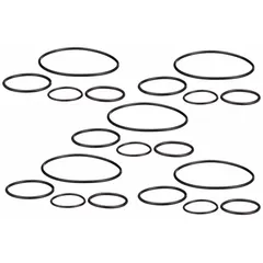 O-ring replacement kit for servicing compressed air treatment filters. Provides O-rings for maintaining seal integrity during filter assembly maintenance.