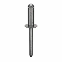 Domed-head blind rivet with 0.249" diameter and 2 4/91" overall length. Body length is 23/32 in, overall length 2 3/64 in. Supplied in a 100-piece pack for inch-based fastening applications where access is limited to one side of the assembly