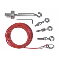 Cable kit for OMRON ER1022 series emergency stop cable pull switches. Includes Allen wrench for installation or maintenance. Used in industrial safety applications to maintain or restore cable mechanism on emergency stop systems.