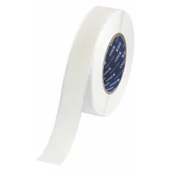 Continuous label roll made of white paper with inkjet print-receptive and water-dissolvable properties. Measures 1 inch by 100 feet. Compatible with i5100 printer series. Used for temporary identification in industrial settings where labels need to be removed during cleaning or processing.