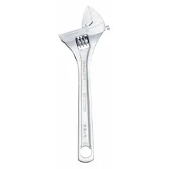 General purpose adjustable wrench with chrome finish. Overall length of 4 inches and jaw capacity of 11/16 inch. Suitable for tightening or loosening nuts, bolts, and fittings in light-duty mechanical, plumbing, and maintenance tasks.