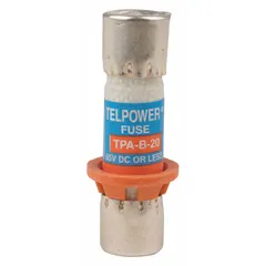 Fast-acting cylindrical fuse rated 20 A at 65 V DC. Part of the TPA series. Suitable for overcurrent protection in DC power distribution systems and telecom infrastructure.