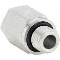 This straight adapter from PARKER is a steel hydraulic threaded extreme-pressure pipe fitting with a 1/4 in x 1/4 in connection size. Rated for a maximum operating pressure of 5,000 psi, it is used to join two pipes in high-pressure hydraulic systems