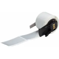 Pre-Cut Label Stock Roll: 2 in x 1 in, 1 in x 2 in, Polyester, Halogen-Free/Metal Detectable, Silver (MPN M6-20-435)