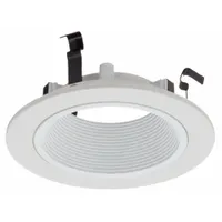 Recessed Down Light Trim: 4 in Dia, Halogen/Incandescent/LED, For Flat Ceiling, 35.8 W, White