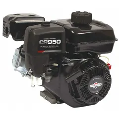 This horizontal-shaft gasoline engine from the CR950 Series delivers 9.5 lb-ft gross torque. It features a recoil start and a 3/4 in keyed shaft with keyway. Commonly used to power pressure washers, generators, and small construction machinery.