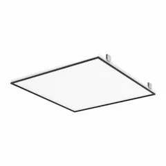 This 2 ft by 2 ft flat panel LED light fixture delivers 3,200 lumens at 4000K neutral white light, with a color rendering index of 80. It operates on 120 to 277V AC, consumes 26.7 W, and has a height of 2 5/8 in. Suitable for installation in suspended ceiling grids in commercial and institutional spaces.