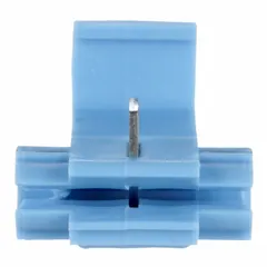 This double-port run tap wire connector from 3M uses insulation displacement technology for fast, reliable connections without stripping wire. It accepts 18 AWG to 16 AWG run size conductors and is rated for 600 V. Suitable for use in junction boxes, control panels, and lighting systems.