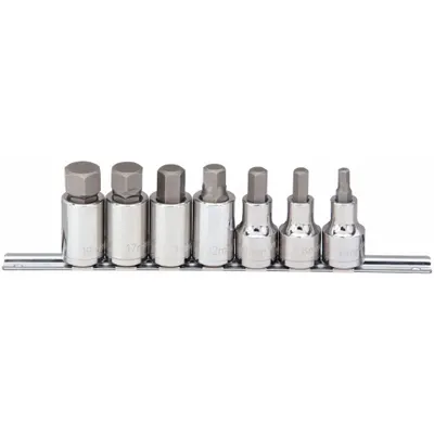 WESTWARD Socket Bit Set: 1 - 25 Pieces, 1/2 in Drive Size, 7 Pieces - Hex Bit Socket Sets