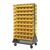 QUANTUM STORAGE SYSTEMS Mobile Louvered Floor Rack: 36 in x 24 in x 72 in, 120 Bins Included, Yellow (MPN QMD-36H-230YL)