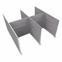 This VERSARE modular cubicle wall kit includes 8 fabric panels in Cloud Gray. Overall height is 72 in, overall width is 48 in_72 in. Suitable for creating partitioned workstations in open-plan offices or administrative areas