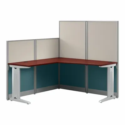BUSH BUSINESS FURNITURE Office Cubicle with Privacy Panels, Cherry, 64 in Wd - Office Cubicles with Privacy Panels