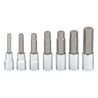 SK PROFESSIONAL TOOLS Socket Bit Set: 1 - 25 Pieces, 1/2 in Drive Size, 7 Pieces - Hex Bit Socket Sets