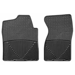 This WEATHERTECH front floor mat is made of black rubber and measures 27 3/4 inches long by 18 inches wide. The trim-to-fit design allows custom installation in cars, trucks, and vans. It protects vehicle floors from dirt, mud, and spills in fleet and maintenance applications.