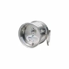 Double-acting barometric draft control damper for natural gas venting systems. Press-fit connection for 3 to 4-inch duct diameters. 4-inch diameter, 7-inch length.