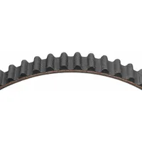 Timing belt and metric V-belt belt with 1,608 mm effective length. Fiberglass reinforcing cord material. Suitable for automotive engine timing drive systems requiring synchronization of camshaft and crankshaft rotation