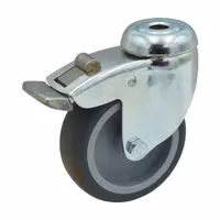 Stem Caster: Swivel, Face Brake, Hollow Kingpin, Silver, Span America, QD8100/QD8250 (MPN QP2857)