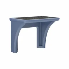 Wall-mount desk from the Endurance series with a laminate top and blue polyethylene body. Overall dimensions: 36 in wide, 24 in deep, 29 in high. Suitable for space-saving workstations in industrial offices, control rooms, or labs where a moisture- and chemical-resistant surface is required.