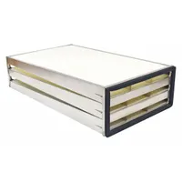 Rectangular panel engine air filter with an overall length of 22 15/16 inches. Designed for bus applications, it traps airborne contaminants to maintain clean airflow for combustion