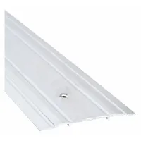 Aluminum saddle threshold, 4 ft long, with a fluted transition surface. Used to seal the gap under doors and provide a smooth transition between different flooring materials in commercial and industrial doorways