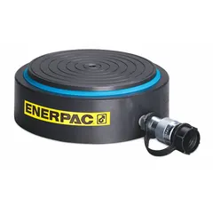 Single-acting hydraulic ram with 10 ton nominal capacity and 0 in nominal stroke length. Constructed in steel. Suitable for confined-space lifting and pressing applications where vertical clearance is limited.