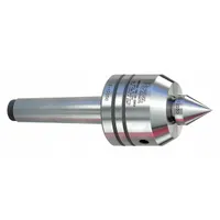 This changeable-point live center features an MT3 taper for use in lathe tailstocks. It has a 1-inch point diameter and a 2.38-inch head diameter, supporting the workpiece during turning operations. The interchangeable point design allows quick adaptation to different workpiece configurations