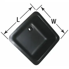Corrosion-resistant laboratory sink made of polyethylene. Square bowl with 12-inch length, 12-inch width, and 8-inch depth. Suitable for use in laboratories, schools, and industrial facilities for washing glassware, tools, and samples where resistance to acids, bases, and solvents is required. Not ADA compliant.