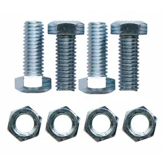 Unfinished steel hardware pack with (4) steel anchors for bolt-on mounting of wire partitions to floors or walls. Used in industrial storage areas, machine guarding, and warehouse enclosures.