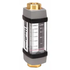 This HEDLAND flowmeter is a scale-type, variable area, inline unit for measuring water flow in gallons. It offers +/-2% accuracy and features Viton O-rings and seals. Universal mounting orientation allows installation in various positions. Suitable for industrial fluid monitoring and process control applications.