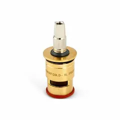 This ceramic disc faucet cartridge is designed for cold water applications in the Zurn AquaSpec® series. It includes a replacement stem and is constructed from ceramic material. Used to repair or replace worn internal components in compatible faucets, restoring proper water flow and shut-off function.
