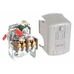 General purpose air compressor switch with diaphragm actuator and Auto/Off operation. Controls compressor cycling based on pressure within 40-100 psi range. Features four 1/4" FNPS ports for system connections. Suitable for industrial applications requiring automatic pressure regulation.