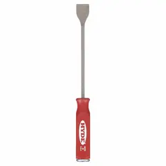 Gasket scraper with a straight, stiff chrome vanadium steel blade and acetate handle. Designed for removing gaskets and cleaning surfaces in industrial maintenance applications. Blade features a bevel/offset end for leverage.