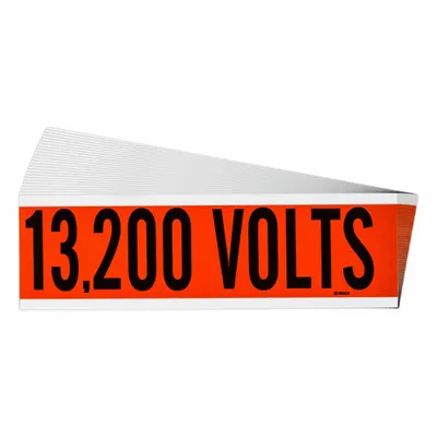 BRADY Self-Stick Vinyl Conduit and Voltage Markers, 13,200 Volts, 25 PK