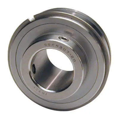 IPTCI BEARINGS Set Screw Ball Bearing Inserts: SSER 206-19, 1 3/16 in Bore, 2 7/16 in OD - Food-Grade Cylindrical Insert Bearings