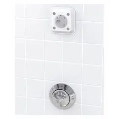 Chrome-finished ligature-resistant spout system with 1.5 gpm fixed showerhead flow rate. ADA compliant with NPT connection. Suitable for institutional settings requiring tamper-resistant fixtures.