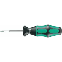 This preset torque screwdriver from WERA features a click-type mechanism that provides audible and tactile feedback when the set torque is reached. It has a fixed torque setting of 2.2 ft-lb, serving as both minimum and maximum torque capacity. Suitable for precision fastening applications in assembly, maintenance, and quality control tasks.