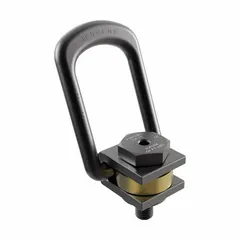 This side-pull die-flipping pivot and rotate hoist ring from JERGENS features an M16-2.00 thread size and a maximum lifting/side-pulling capacity of 3,085 lb. It is designed with a 180° pivot angle for side-pulling operations. Typical applications include lifting and rotating heavy dies or molds in stamping, forging, and metalworking plants where side-loading is required.