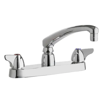 CHICAGO FAUCETS Low Arc Kitchen Faucet: 1100, Cast Brass, Widespread, Deck, 2 Mounting Holes - Centerset Kitchen Faucets