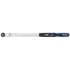 Electronic interchangeable head torque wrench with 1/2 in drive size, designed for precision torque measurement in centimeter-kilogram units. Suitable for applications requiring accurate torque control in assembly and maintenance tasks. Includes NIST and TAF certification for measurement traceability.
