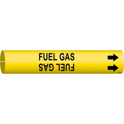 BRADY Pipe Marker: Fuel Gas, Yellow, Black, Fits 3/4 to 1 3/8 in Pipe O.D., 1 Pipe Markers - Fuel Gas Snap-On Pipe Markers