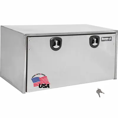 BUYERS PRODUCTS Single Drop-Down Door Box, 18 in Depth, Silver, Keyed Lock - Single Drop-Down Door Boxes