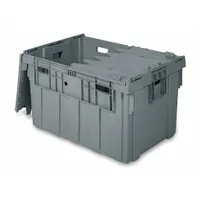 BUCKHORN Attached Lid Tote: 45.6 gal, 34 in x 24 in x 19 5/8 in, Gray Body, Gray Lid, Plastic (MPN AS3424201201000)