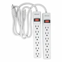 WOODS Surge Protector: 6 Outlets, 2 1/2 ft Cord Lg, 280 J Rated Energy, 15 A Current, White, 5-15P (MPN 41346)