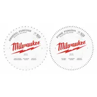 MILWAUKEE Circular Saw Blade: 12 in Blade Dia., 44 Teeth, 0.12 in Cut Wd, 1 in Arbor Size, 2 PK (MPN 48-40-1232)