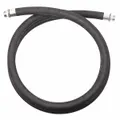This discharge hose is designed for use on the outlet side of fuel transfer pumps, handling fuels, oils, and other non-corrosive liquids. It features a rubber tube and cover with zinc fittings, and operates in temperatures from -22° to 130°F. The hose measures 3/4 inch in diameter by 12 feet in length.