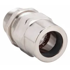 Straight liquid-tight conduit fitting for connecting liquid-tight flexible metal conduit to junction boxes or enclosures. Non-insulated, nickel-plated brass construction. 2 in trade size with 2 in MNPT box connection. Rated for Class II, Division 1 and 2, Groups E, F, G hazardous locations.